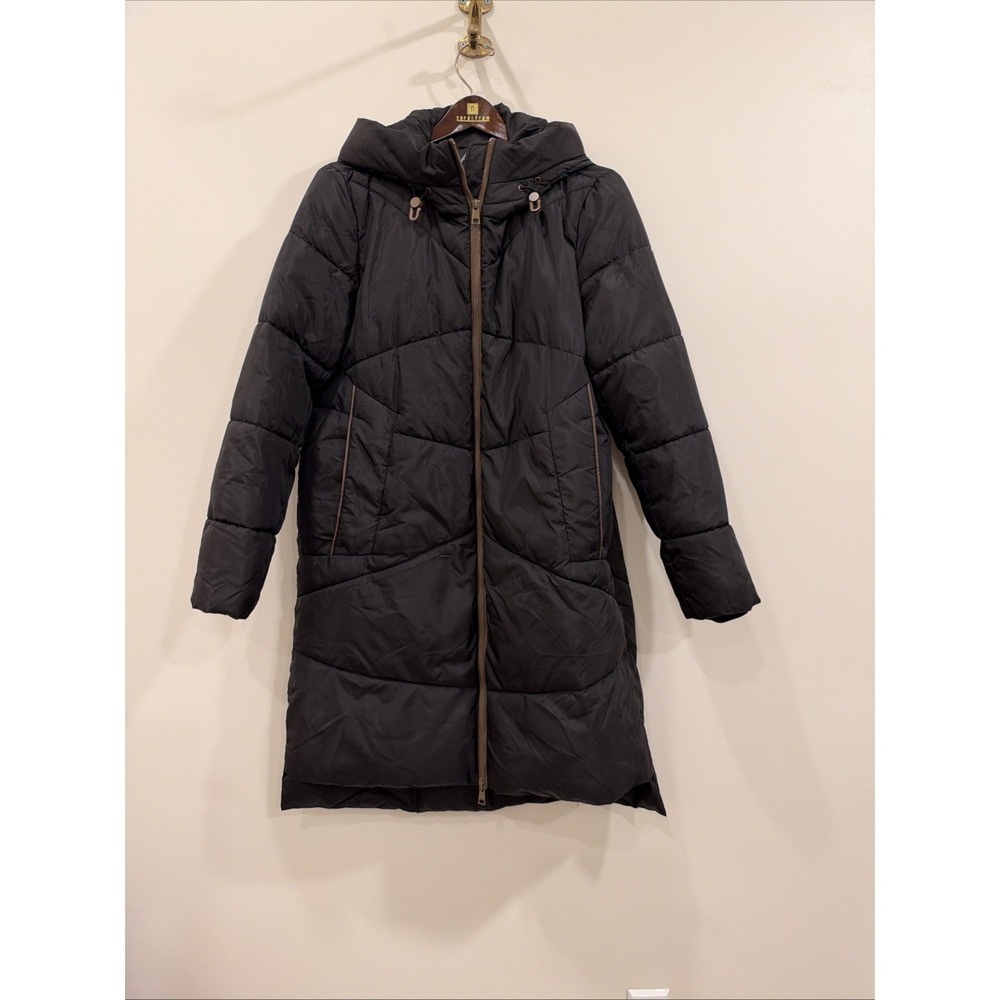 Women's Warm Winter Puffer Jacket Coat Size M Black Andrew Marc With Hood